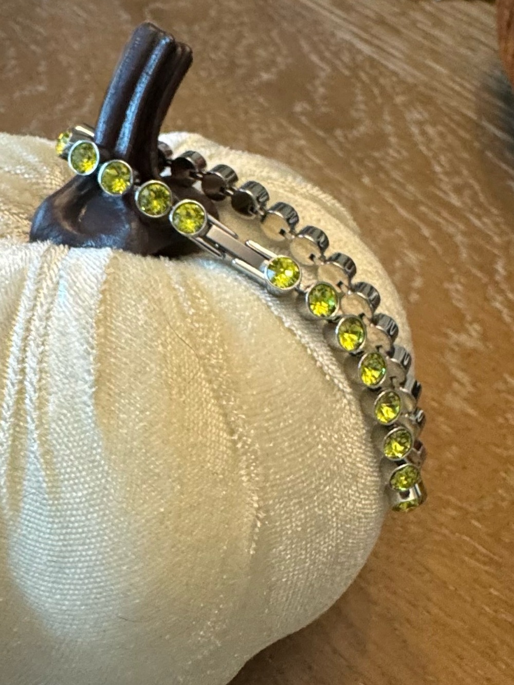 Touchstone Crystal Lime Green Crystal Tennis Bracelet - Sparkling Gems 💚💛🩶 - Picture 5 of 7